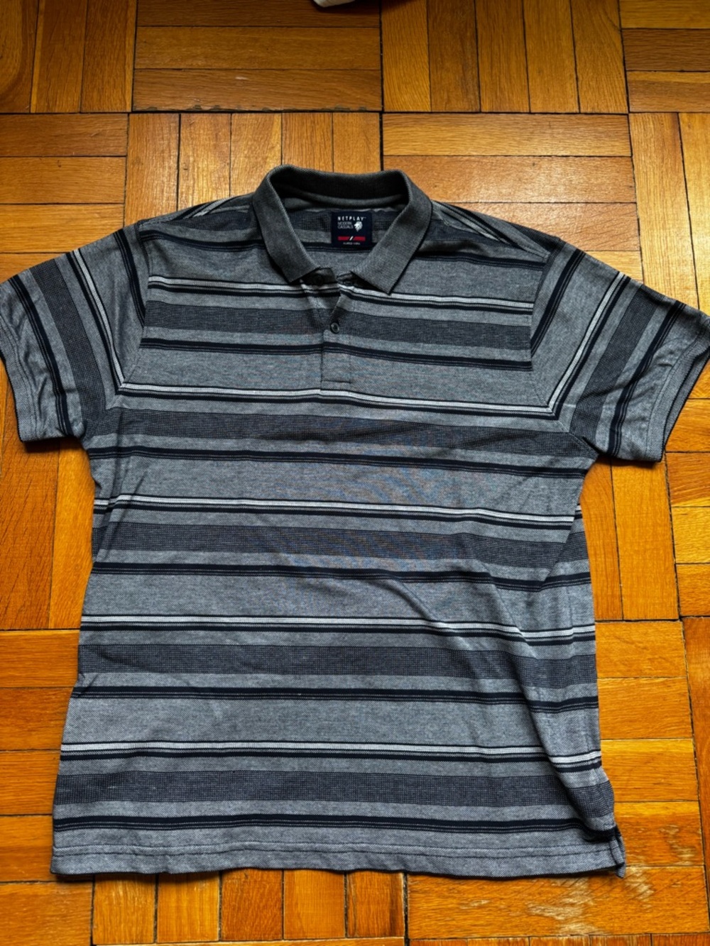 Men's Grey Striped Polo Shirt - Classic Casual